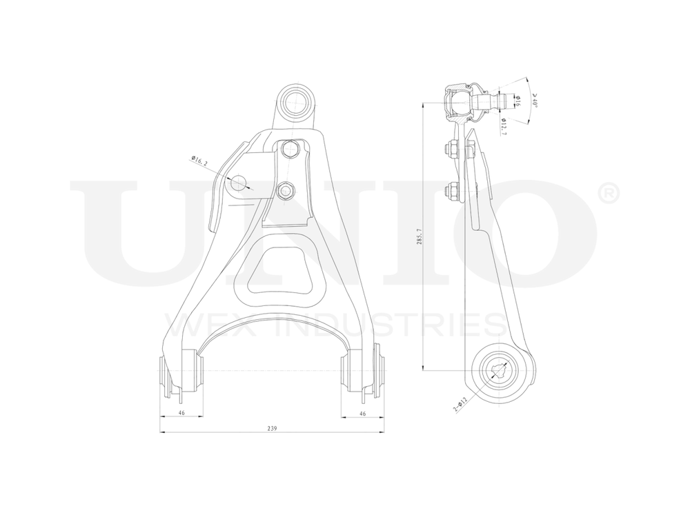 Рычаг подвески поперечный передний нижний левый UNIO SSP-40010