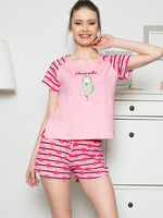 Домашний комплект с сердечками на шортиках (Размер: S) (Цвет: розовый)