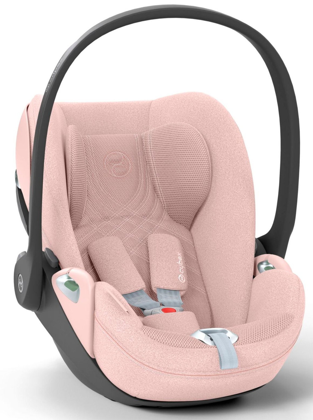 Коляска Cybex Coya Rosegold Frame Cloud T i-Size Peach Pink Plus Leaf Green с дождевиком и бампером