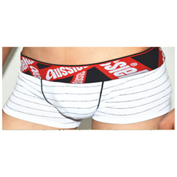 Мужские трусы хипсы белые Aussiebum Comfort White Boxer черно-красная резинка