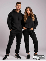 30535 Брюки-джоггеры футер 3-х нитка начес черный (54)