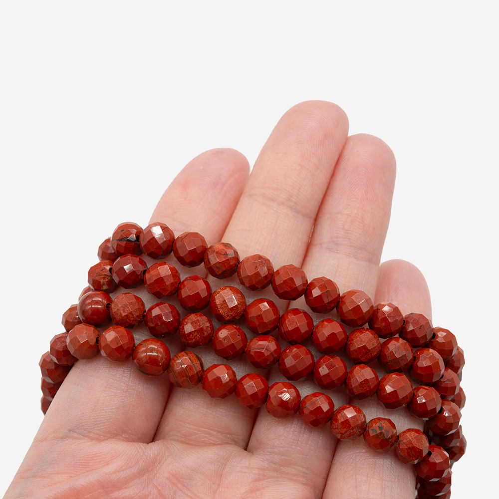 Яшма красная натуральная, 6,3мм, шар, микроогранка