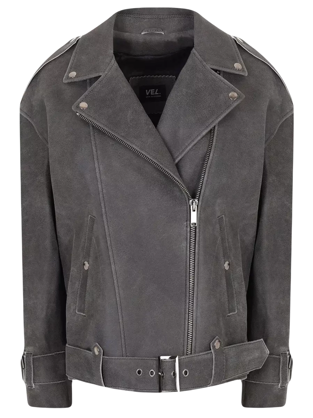 Косуха Oversize Vintage с ремешками, Серый