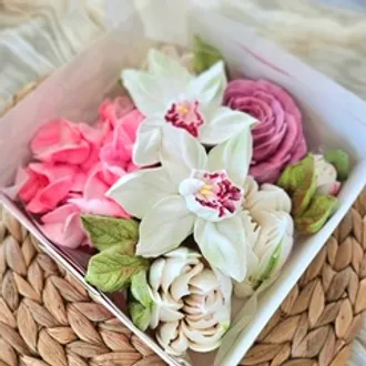 Зефир цветы «Белая орхидея»/ 16х16 см