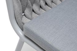 "Монако" стул плетеный из роупа, каркас алюминий светло-серый (RAL7035) муар, роуп светло-серый 40 мм, ткань светло-серая