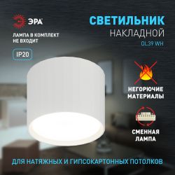 Светильник настенно-потолочный спот ЭРА OL39 WH под GX53 IP20 белый | Накладные светильники
