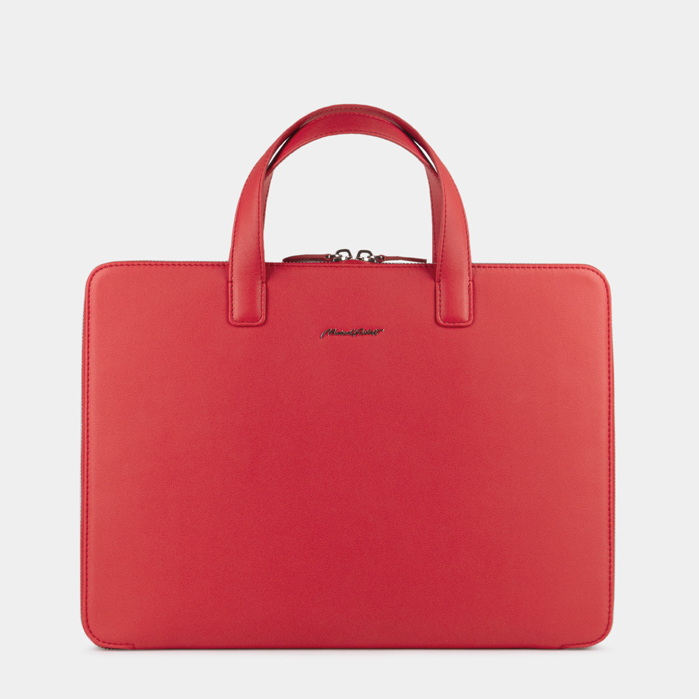 Сумка для документов и техники 13 - 14 из кожи теленка, красного цвета