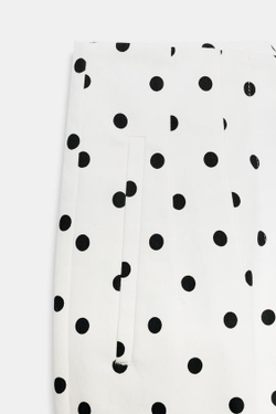 ZARA УКОРОЧЕННЫЕ БРЮКИ В ГОРОШЕК С ВЫСОКОЙ ПОСАДКОЙ, БЕЛЫЙ/ЧЕРНЫЙ