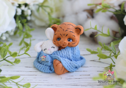 Силиконовая форма Тигренок с зайчиком