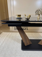 Кухонный раздвижной стол "Вирджиния", черный мрамор