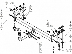 Фаркоп Motodor CheryExeed TXL 2020 - 2021 (оцинкованный шар) (90010)(паспорт и сертификат в комплекте)(без электрики) 99002-A
