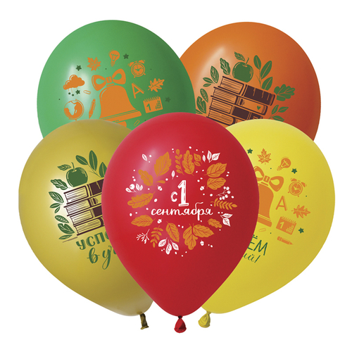 DB 12" Пастель Первое сентября, с Днем знаний, Ассорти / 50 шт.