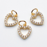 Подвеска Сердце, цвет золото, фианиты, размер 10*9 мм, цена за 1 шт