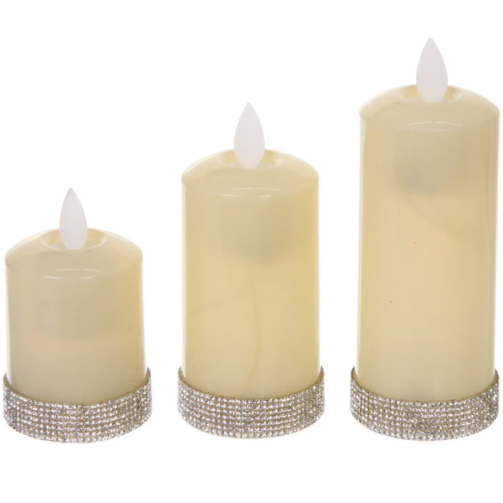 Сувенир с подсветкой «Свеча - Сияние» 5*7/9/12,5 см (набор 3 шт)