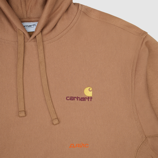  Толстовка мужская Carhartt WIP Hooded American Script артикул:I028279_hamilton_brown - купить в магазине Дайс