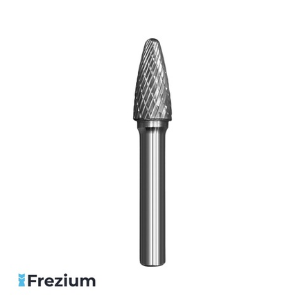 Борфреза твердосплавная по металлу 12x8x25x69 мм; Форма F
