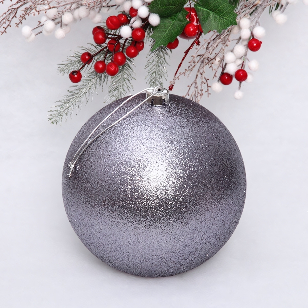 Новогодний шар 20 см «Глиттер», графит