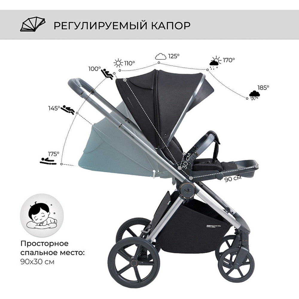 Детская коляска Sweet Baby Elegante 3 в 1 BRD Black