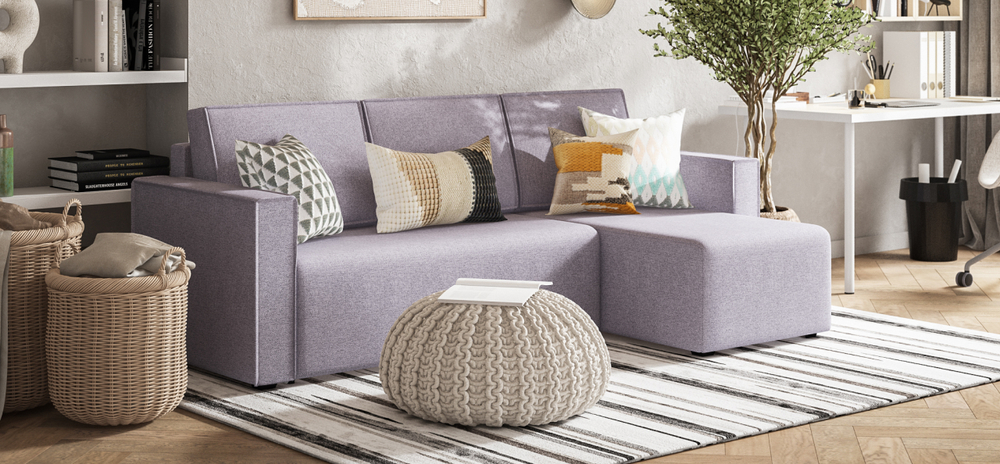 Угловой диван Норд лайт рогожка Malmo платина