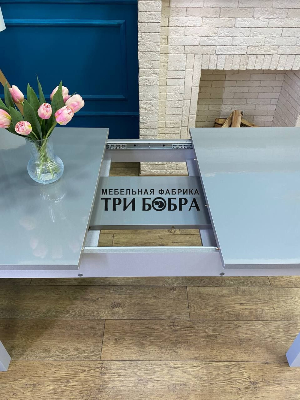 Большой кухонный стол "Макси", металлик