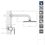 Встраиваемый смеситель для душа с тропическим душем NEW FLY K5718012NM черный