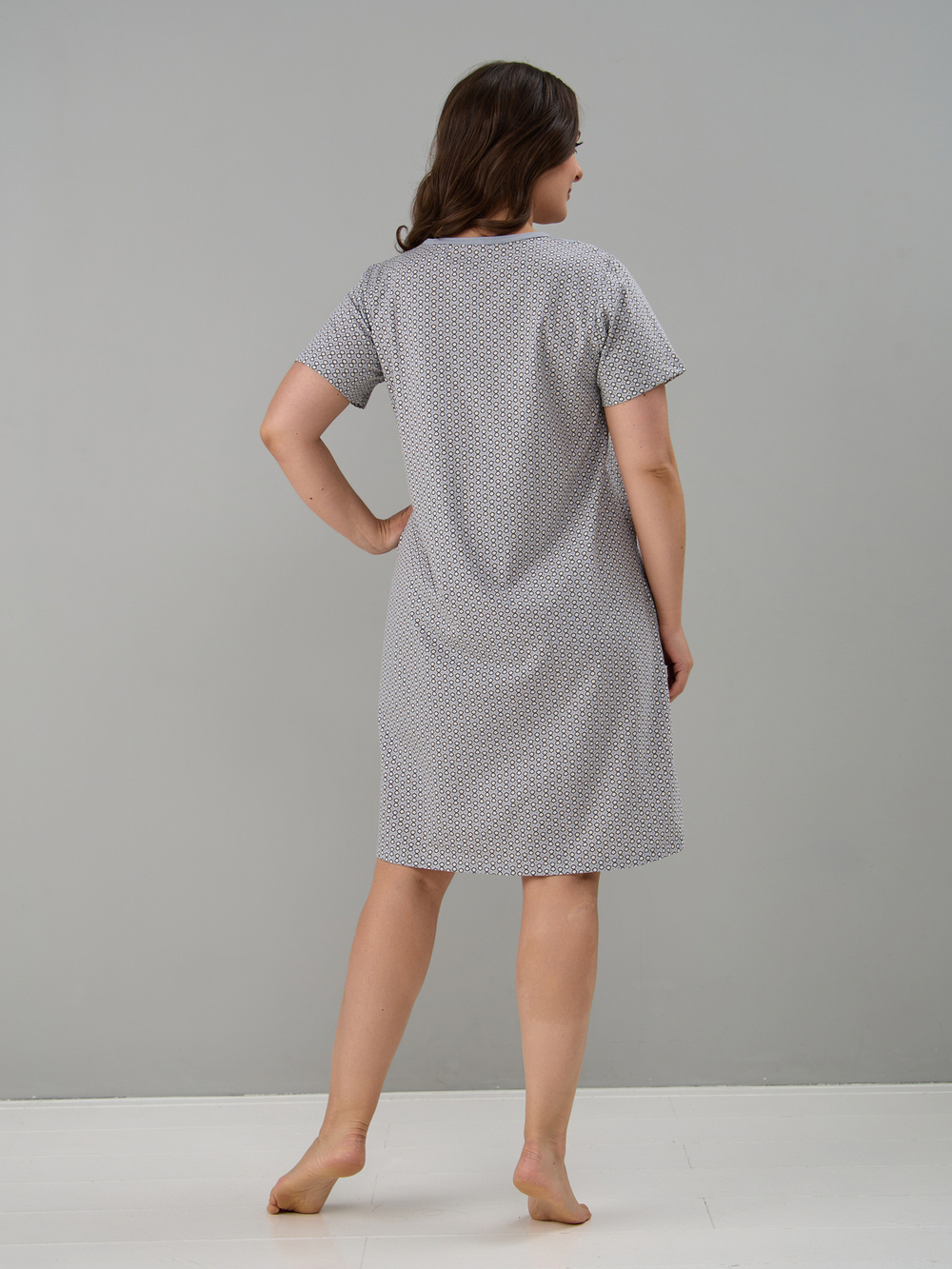 Ночная сорочка С-018/серый-экрюгорошки