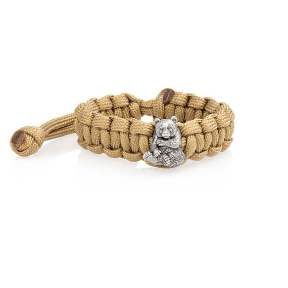 Браслет с шармом Панда из мельхиора - армейский паракорд, вид 1