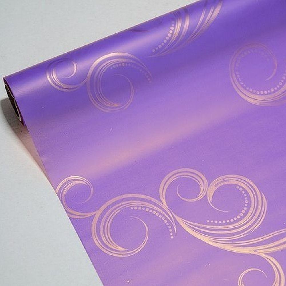 Пленка пудровая Завитки ЗОЛОТО/СЛИВА (10м)