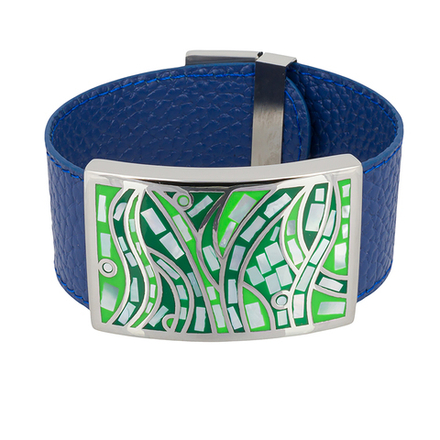 Браслет Fiore Luna на кожаном синем ремешке CB00230-11 G/S