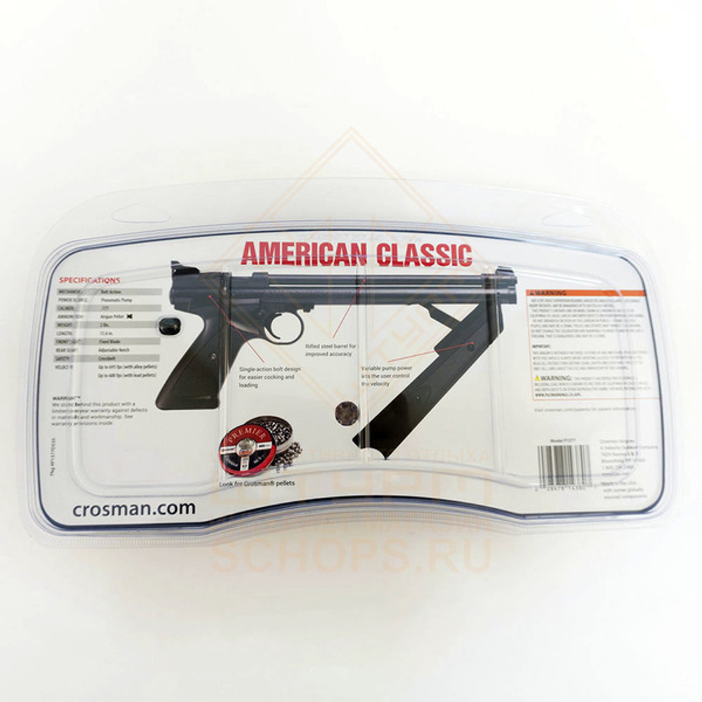 Пистолет мультикомпресионный Crosman P1377 American Classic, Black