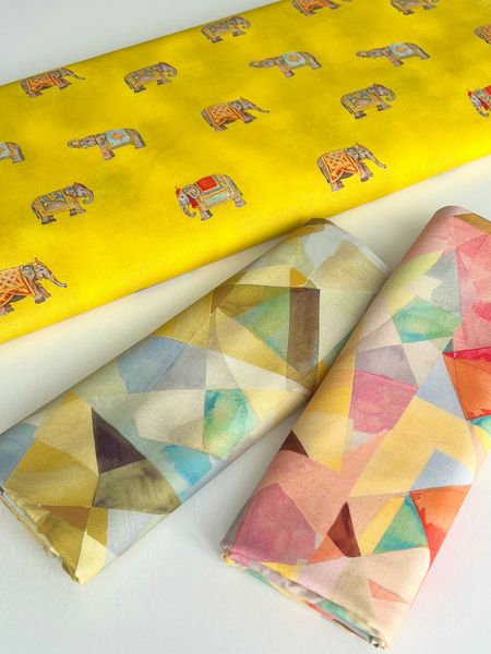 ИНДИЙСКИЕ СЛОНЫ НА ЖЕЛТОМ, 100% хлопок 4