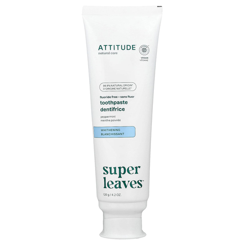 ATTITUDE, Super Leaves™, отбеливающая зубная паста без фтора, перечная мята, 120 г (4,2 унции)
