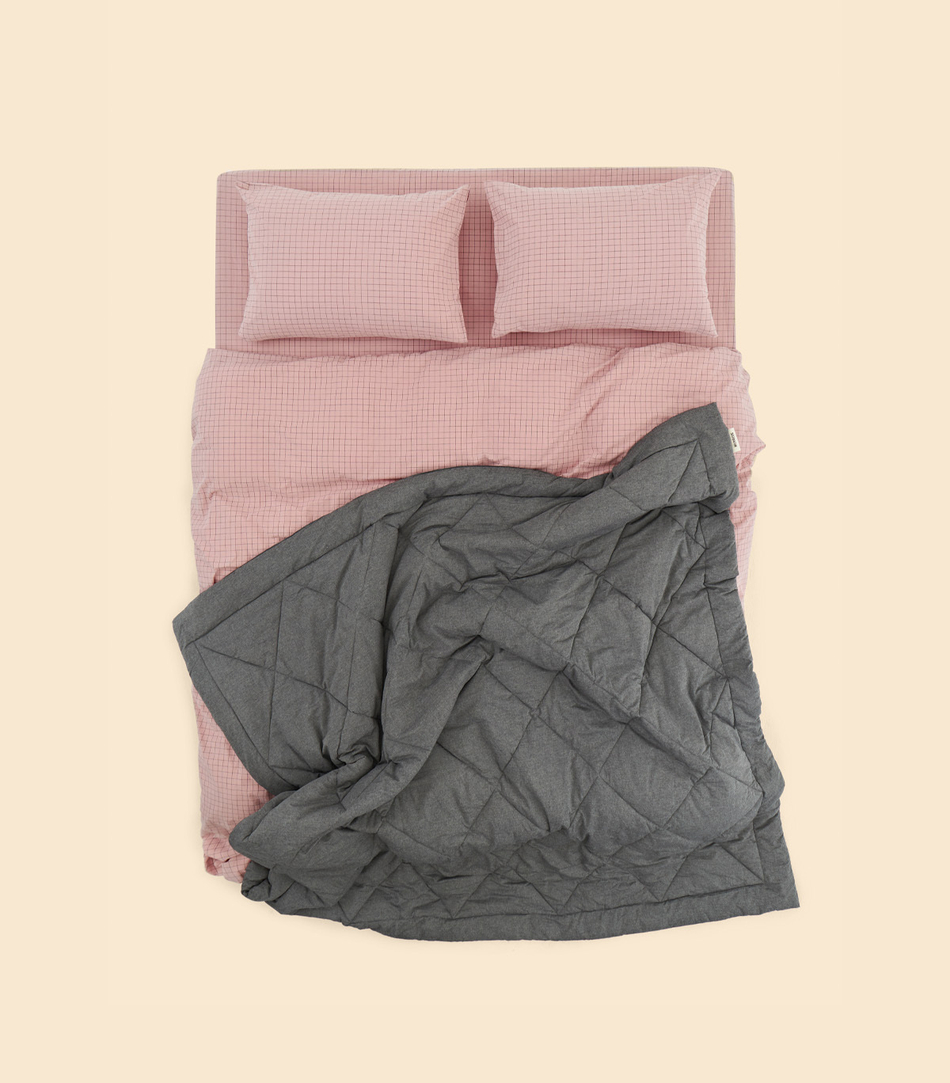 Простыня - Melange Rose Check - 90x200x30 (на резинке)