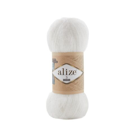 Мохер "3 сезона" (3 Season) пряжа Alize 25%мохер 24%шерсть 51%акрил 5х100г/500м (55 БЕЛЫЙ)