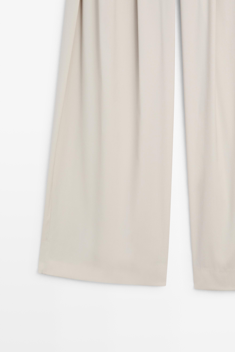 Massimo Dutti Брюки со складками и декоративными пуговицами из смесовой шерсти, цвет льда
