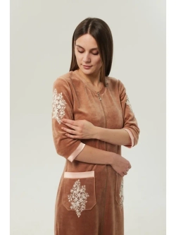 Халат велюровый домашний на молнии