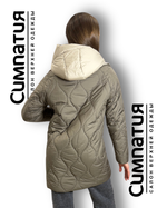 Комбинированная куртка в оливковом цвете со сливочным капюшоном