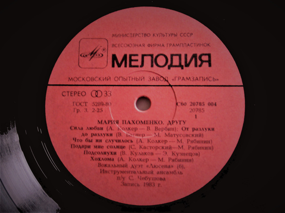 Мария Пахоменко / Другу (LP)