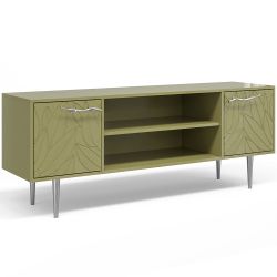 Тумба под ТВ Арт Колор leaves 155см Стайл Сильвер Зеленая олива