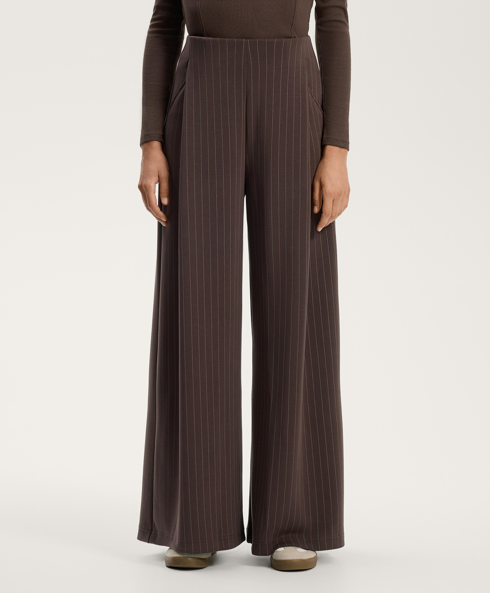 OYSHO Широкие брюки в полоску с мягким на ощупь модалом, темно-коричневый