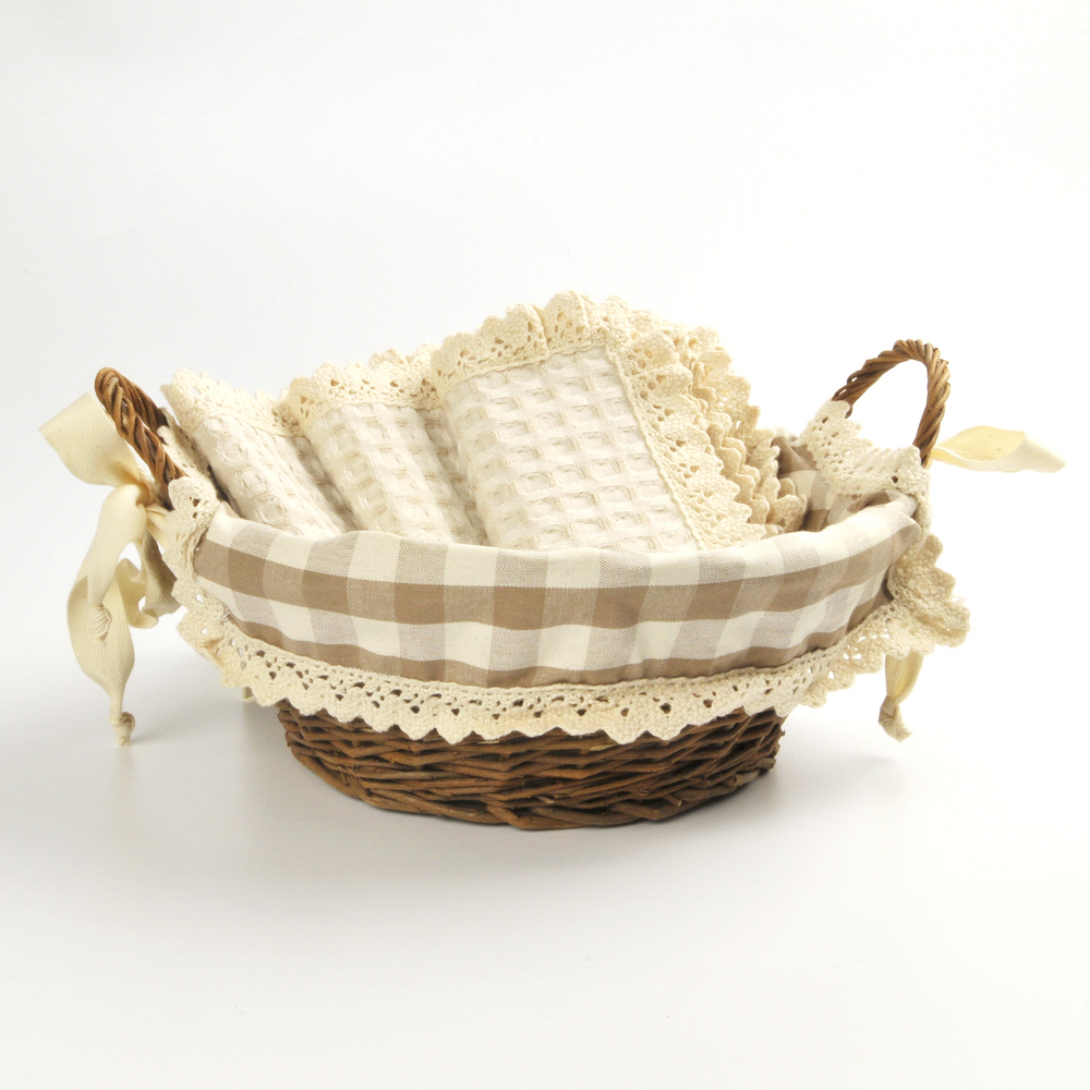 Корзинка и набор бежевых полотенец Ноччола от Old Florence фото