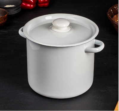 Кастрюля эмалированная без деколи, 5,5 л, d=24 см, цилиндрическая, цвет МИКС