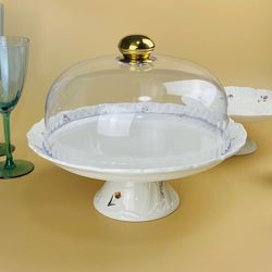 Lenardi 109-222 Тортовница 30х25см на ножке с крышкой КРОКУС в под.уп.(х4)Фарфор