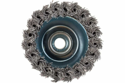 Щетка чашечная усиленная для УШМ (жгутированная стальная проволока 0,5 мм, 80 мм) MIRAX 35144-080