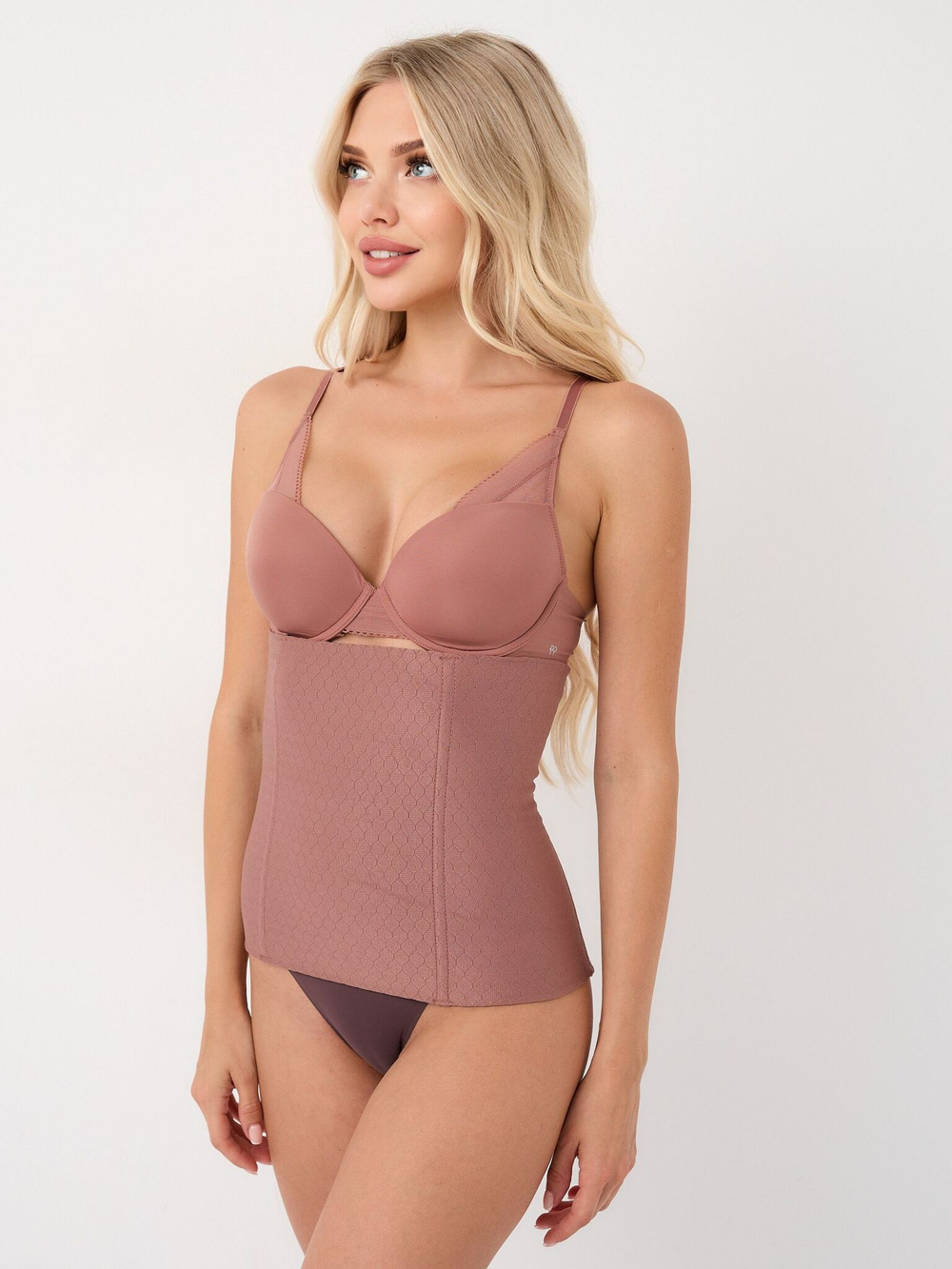 Утягивающий пояс-корсет с рисунком в виде сот (Размер: XL) (Цвет: кофейный)