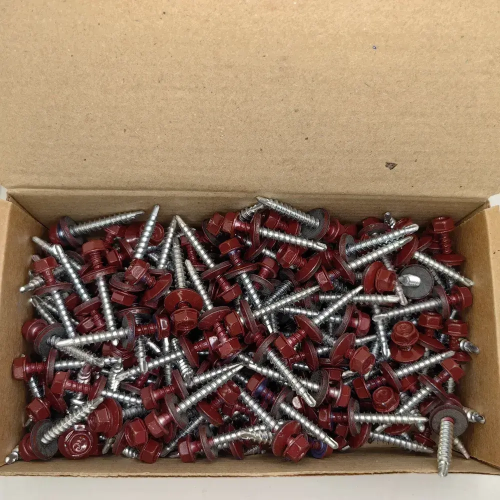 Саморезы кровельные по дереву 4.8х35 RAL 3005 (Винно-красный) 1кг