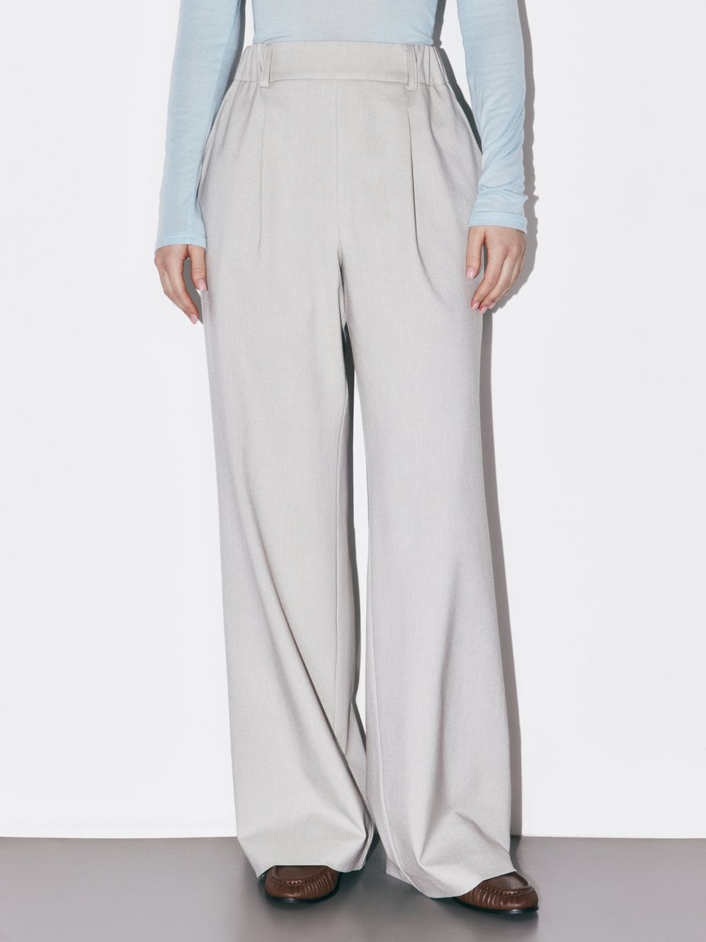 Брюки с поясом на резинке "Серые" женские
