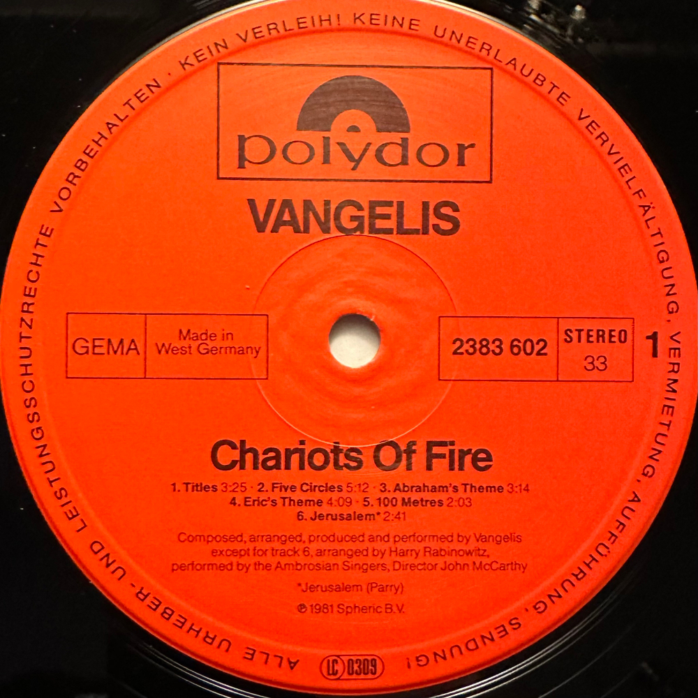 Vangelis ‎– Chariots Of Fire (Германия 1981г.)