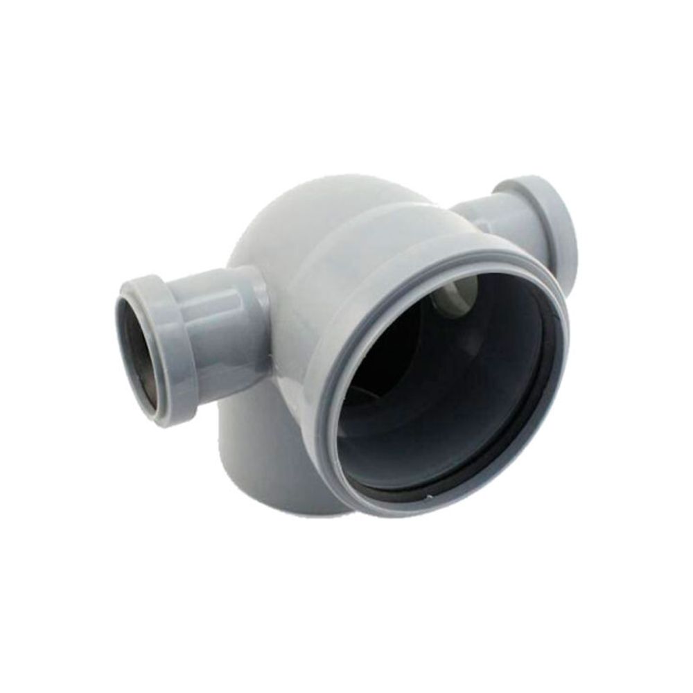 Колено 110х90 с выходом 50мм ВПРАВО+ВЛЕВО СЕРЫЙ