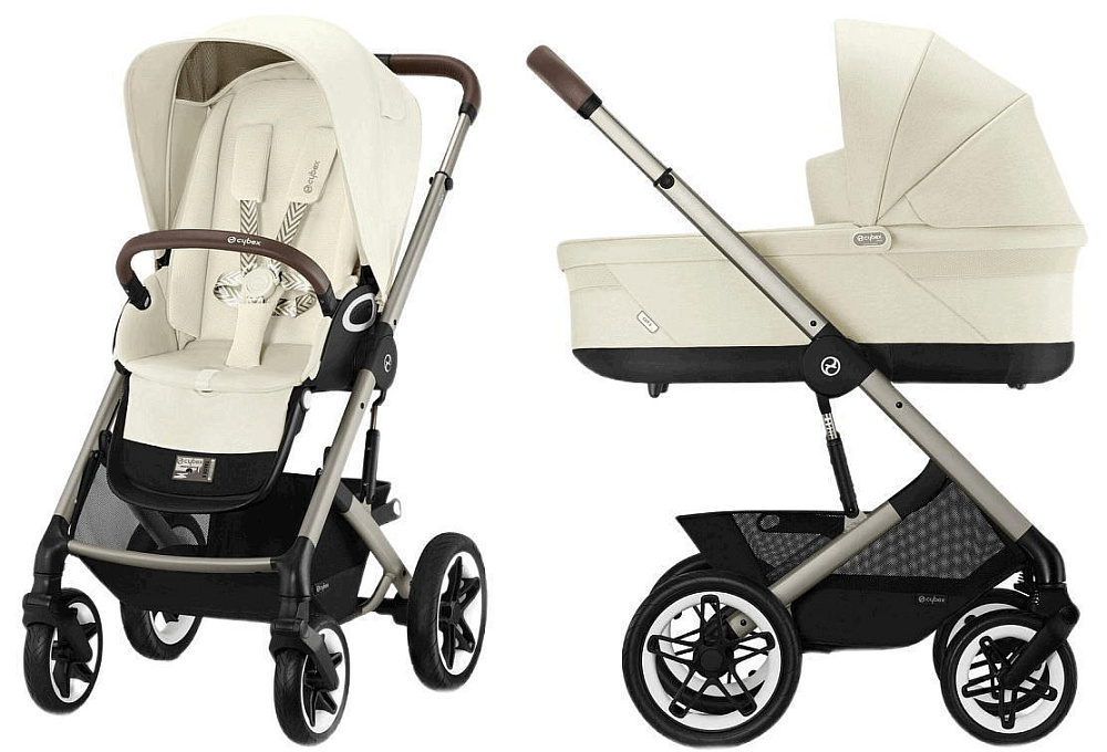 Коляска Cybex Talos S Lux TPE complete Aton S2 Lava Grey 3 в 1 Seashell Beige с дождевиками